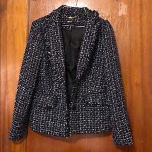 DKNY Navy Blue Boucle Tweed Blazer